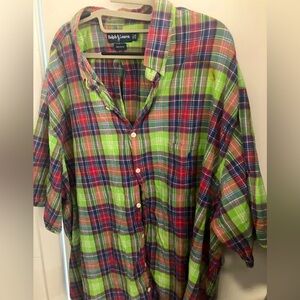 Ralph Lauren Designer brand polo button down plaid short sleeved shirt size 4XL